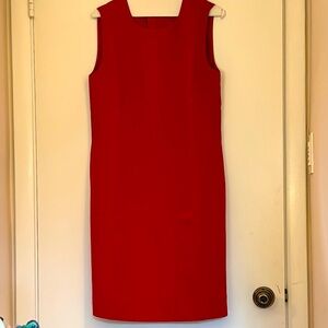 Ann Taylor Red Sleeveless Sheath Dress Crew Neck Midi